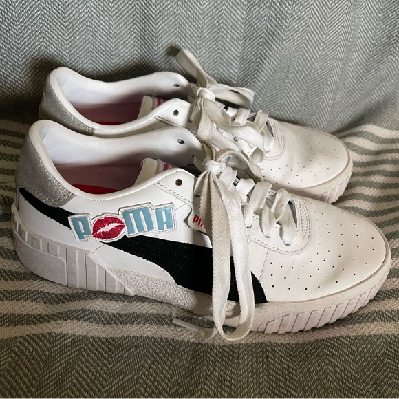 Puma Shoes - Puma Cali Glitz Lips White Silver Size 8.5‎